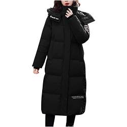 RKaixuni Damen-Winter-Daunenmäntel, warm, gesteppt, leicht, Jacke, lang, Parkas, Windbreaker, Anoraks, Oberbekleidung, Schwarz , 48 von RKaixuni