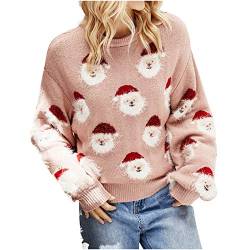 RKaixuni Hässliche Weihnachtspullover für Frauen Lustiger Pullover Winter Casual Knit Sweatshirts 2023 Langarm Grafik Santa Outfits, A1#rosa, 42 von RKaixuni