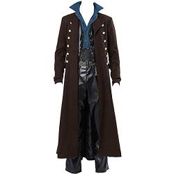 RKaixuni Herren Steampunk Vintage Jacke Gothic Viktorianischer Frock Mantel Uniform Weihnachten Halloween Kostüm Frack, braun, L von RKaixuni