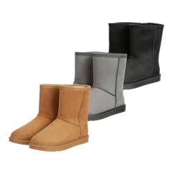 RL24 - Allwetterstiefel Yukon | Schlupfstiefel für Damen & Kinder | gefütterte Boots in Wildlederoptik | wasserdichte Winterboots in Camel | Winterschuhe in Größe 36 von RL24