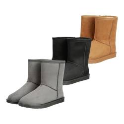 RL24 - Allwetterstiefel Yukon | Schlupfstiefel für Damen & Kinder | gefütterte Boots in Wildlederoptik | wasserdichte Winterboots in Grau | Winterschuhe in Größe 37 von RL24