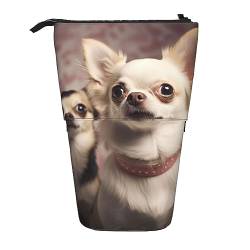 RLDOBOFE Federmäppchen mit niedlichem Chihuahua-Aufdruck, einziehbar, Organizer, Stifthalter, Aufbewahrungstasche, Kosmetiktasche für Büro, Weihnachten, Urlaub, Schwarz , Einheitsgröße von RLDOBOFE