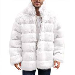 Herren Pelzmantel Kunstpelz Mantel Lang Kunst Felljacke Pelzkragen Wind Coat Winterjacke Faux Pelz Fur Warm Mantel Pelzjacke Langarm Revers Faux Pelz Jacke Cardigan Winterjacke Männer Parka von RLEHJN