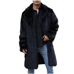 Herren Pelzmantel Kunstpelz Mantel Lang Kunst Felljacke Pelzkragen Wind Coat Winterjacke Faux Pelz Fur Warm Mantel Pelzjacke Langarm Revers Faux Pelz Jacke Cardigan Winterjacke Männer Parka von RLEHJN