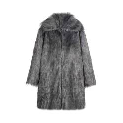 Herren Pelzmantel Kunstpelz Mantel Lang Kunst Felljacke Pelzkragen Wind Coat Winterjacke Faux Pelz Fur Warm Mantel Pelzjacke Langarm Revers Faux Pelz Jacke Cardigan Winterjacke Männer Parka von RLEHJN