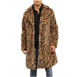 Herren Pelzmantel Kunstpelz Mantel Lang Kunst Felljacke Pelzkragen Wind Coat Winterjacke Faux Pelz Fur Warm Mantel Pelzjacke Langarm Revers Faux Pelz Jacke Cardigan Winterjacke Männer Parka von RLEHJN