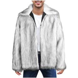 Herren Pelzmantel Kunstpelz Mantel Lang Kunst Felljacke Pelzkragen Wind Coat Winterjacke Faux Pelz Fur Warm Mantel Pelzjacke Langarm Revers Faux Pelz Jacke Cardigan Winterjacke Männer Parka von RLEHJN