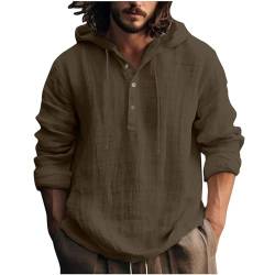 Hoodie Leinenhemd Herren Langarm Dünn Atmungsaktiv Leinen Langarmshirt Sweatshirt mit Kapuze Sommer Hemd Baumwolle Frühling Freizeithemd Leicht Casual Shirt Angebote des Tages Heute Blitzangebote von RLEHJN