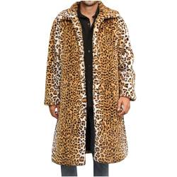 Kunstfell Mantel Herren Pelzmantel Herren Felljacke Fellmantel Warm Pelzjacke Zebradruck Langarm Revers Faux Pelz Jacke Lose Cardigan Wintermantel Plüsch Winterjacke von RLEHJN