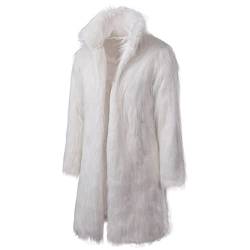 Kunstpelz Mantel Herren Pelzmantel Herren Lang Kunst Felljacke Pelzkragen Wind Coat Winterjacke Faux Pelz Fur Warm Mantel Pelzjacke Langarm Revers Faux Pelz Jacke Cardigan Winterjacke Männer Parka von RLEHJN