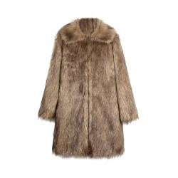 Kunstpelz Mantel Herren Pelzmantel Herren Lang Kunst Felljacke Pelzkragen Wind Coat Winterjacke Faux Pelz Fur Warm Mantel Pelzjacke Langarm Revers Faux Pelz Jacke Cardigan Winterjacke Männer Parka von RLEHJN