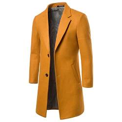 Mantel Herren Lang Wool Coat Wollmix-Mantel mit Reverskragen Schlanke Einfarbiger Mittellanger Trenchcoat Jacke Plüsch Wollmantel Herren Einreihiger Gebürsteter Winter Warme Business Windjacke… von RLEHJN