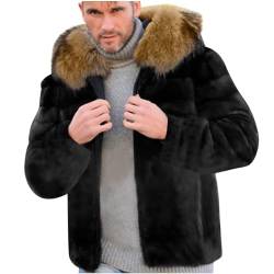 Pelzmantel Herren Lang Fellmantel Kunstfell Plüsch Winterjacke Warm Mantel Pelzjacke Langarm Revers Faux Pelz Jacke Cardigan Felljacke Wintermantel Winterjacke Männer Parka Kunstpelz Faux Fur von RLEHJN