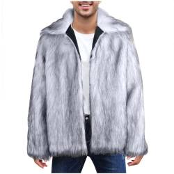 Pelzmantel Herren Lang Fellmantel Kunstfell Plüsch Winterjacke Warm Mantel Pelzjacke Langarm Revers Faux Pelz Jacke Cardigan Felljacke Wintermantel Winterjacke Männer Parka Kunstpelz Faux Fur von RLEHJN