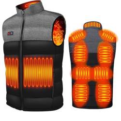 RLEHJN Beheizbare Weste Damen Herren Heizweste Jagd ärmellos Beheizbare Jacke Mit Heizung, 4/8/9//11/13/17 Heizzonen Unisex Wärmeweste USB Elektrisch Heated Vest Powerbank Winter Wärmende Gilet von RLEHJN