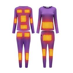 RLEHJN Beheizte Unterwäsche Damen, 22 Zonen Heizung Beheizbares Langarm Hemd Und Hose Set, Thermo-Unterwäsche Heizung Kleidung,Winter Base Layer Sets(No Akku) von RLEHJN