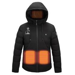 RLEHJN Heizjacke Herren Damen Beheizbare Jacke mit Kapuze,Warme Pufferjacke mit 4 Heizzonen,Elektrischer Beheizte Jacken Winddicht Winterjacke für Outdoor Wandern Jagd Motorrad Camping von RLEHJN