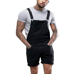 RLEHJN Herren Jeans Latzhose Kurz Overall, Arbeitshosen Kurz Jeanshose Denim Arbeitslatzhose, Jumpsuit Multifunktion Hose Arbeitskleidung Verstellbarer Schultergurt Sommerhose Freizeit Latzshorts von RLEHJN