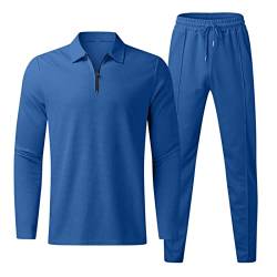 RLEHJN Herren Jogginganzug Trainingsanzug Overall Hausanzug Warm Winter Tracksuit Herren Reißverschluss Langarmhose, zweiteiliger Sportanzug, Langärmeliger Revers-Anzug von RLEHJN