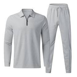 RLEHJN Herren Jogginganzug Trainingsanzug Overall Hausanzug Warm Winter Tracksuit Herren Reißverschluss Langarmhose, zweiteiliger Sportanzug, Langärmeliger Revers-Anzug von RLEHJN