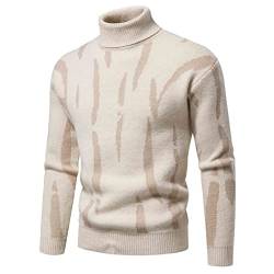 RLEHJN Herren Pullover Rollkragen Strickpullover Winter Rollkragenpullover Slim Fit Basic Turtleneck Stehkragen Patchwork Pulli Sweater Winter Warm Oberteile von RLEHJN