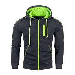 RLEHJN Herren Sweatjacke mit Kapuze Herbst und Winter Hoodie Männer Kapuzenjacke dünne Jacke übergangsjacke Einfarbig Sweatshirt Casual Kapuzenpullover mit Reißverschluss für Herren von RLEHJN