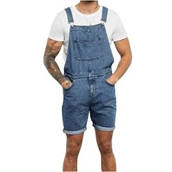 RLEHJN Latzhose Herren Jeans Overall, Arbeitshosen Kurz Jeans Retro Denim Arbeitslatzhose, Jumpsuit Männer Jumpsuit Jeansoverall Arbeitshosen Multifunktion Verstellbarer Schultergurt Sommer Männer von RLEHJN