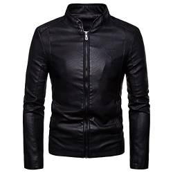 RLEHJN Lederjacke Herren Bikerjacke Fliegerjacke Weich Leder Motorrad Trainingsjacke Winter Warm Winddichter Bikerjacke Zip Up Klassisch Ledermantel Bikermantel Pilotenjacke Herren Leder Mit Fell von RLEHJN