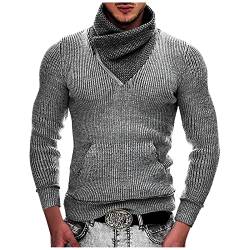 RLEHJN Sweatjacke Männer Ohne Kapuze Rollkragenpullover Herren Strickjacke mit Stehkragen Kapuzen-Sweatjacke Angenehme Männer Freizeit-Jacke mit Überkreuzter Kragen Herren Zipper mit Seitentasche von RLEHJN