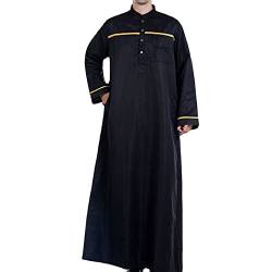 Thobe Herren Islam Baumwolle Kaftan Herren Lang Angebote Des Tages Heute Islamische Kleidung Herren Gebetskleidung FüR MäNner Abaya Herren Schwarz Arabische Muslimische Dubai Robe Ramadan Geschenke von RLEHJN
