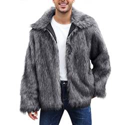 Warme Winter Felljacke Herren Winterjacke Bequem Kunstpelz Mantel Verdicken Felljacke Jacke Faux Fur Pelzjacke Fellmantel Pelzmantel Kunst Herren Winterjacke Faux Pelz Fur Parka Kunstpelz Jacke von RLEHJN