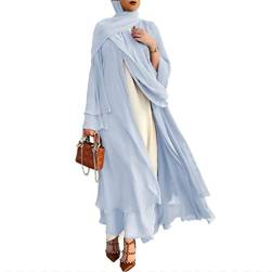 Abaya Dubai Türkei Muslim Chiffon Open Fashion Kleid Kaftan Islam Kleidung Afrikanische Maxikleider für Frauen mit Gürtel und Hijab von RLLJS