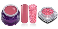 Farbgel Fuchsia Rot Pastell Flora mit Glitzerpuder Set Uv Led Nagelgel Studio Qualität Color Gel RM Beautynails 2er Pack von RM Beautynails