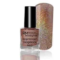 Hologram Effekt Regenbogen Nagellack Holographic Holo Lack Nail Polish Toller Effekt No. 2 Braun Brown 1er Pack (1x5ml) von RM Beautynails