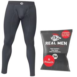 RM Real Men D Pouch Kompressionshose Herren, Herren-Leggings, Yogahose, Strumpfhosen, Basisschicht für Herren, kaltes Wetter, B-Beutel, 1 Stück, Grau, Groß von RM Real Men