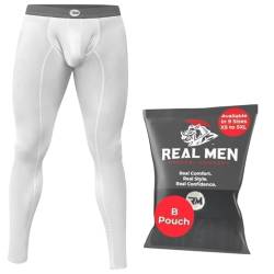 RM Real Men D Pouch Kompressionshose Herren, Herren-Leggings, Yogahose, Strumpfhosen, Basisschicht für Herren, kaltes Wetter, B-Beutel, 1 Stück, Weiß, Klein von RM Real Men