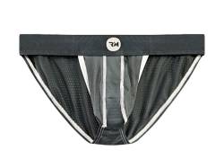Real Herren Bikini Unterwäsche – Ausbuchtung Verbesserung Tasche – 1 Pack Mesh Grau String Bikini Sport Slip mit Größe D Tasche XS - 5XL, Grey Mesh, XX-Large von RM Real Men