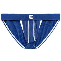 Real Herren Bikini Unterwäsche - Wölbung Enhancing Pouch - 1, 3 oder 6 Pack Mesh String Bikini Slip mit Größe D Pouch XS - 5XL, 1 x blaues Netz, XX-Large von RM Real Men