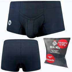 Real Men Bulge Enhancing Pouch Underwear for Men - 1 or 4 Pack Nylon 3 Inches- Ice Silk Mens Boxer Briefs with Size D Pouch, D Pouch 4er-Pack - Dunkelblau, Hellblau, Schwarz, Grau, Large von RM Real Men
