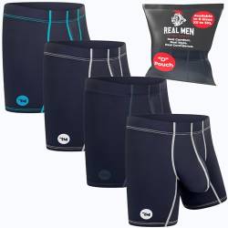Real Men Bulge Enhancing Pouch Underwear for Men - 1 or 4 Pack Set 6-7 Inch Ice Silk Mens Boxer Briefs with Size D Pouch, D-Beutel, 4 Stück, Gunmetal Grey, XX-Large von RM Real Men