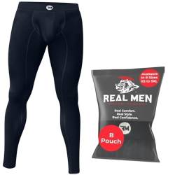 Real Men D Pouch Kompressionshose Herren, Herren-Leggings, Yogahose, Strumpfhosen, Basisschicht für Herren, kaltes Wetter, B-Beutel, 1 Stück, Schwarz, Klein von RM Real Men