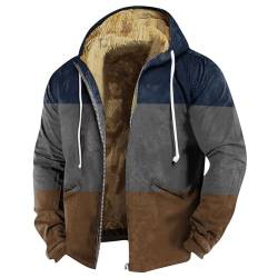 Kapuzenjacke Mantel Herren Lang Dünne Regenjacke Herren Winterjacke Herren Parka Patchwork Zipper Gefütterte Jacke mit Kapuze Warm Sweatjacke Männer Jacken (Blau, Xxl) von RMBLYfeiye