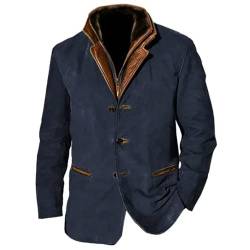 Pullover & Strickjacken Für Herren Laufjacke Herren Bademantel Frottee Winter Jacket Einfarbig Vintage Anzug Jacke Mit Knopfleiste Tailliert Business Jacke Mit Taschen (Blau, 3Xl) von RMBLYfeiye