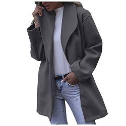 RMBLYfeiye Damen Einfarbig Wollmantel Revers Winterjacke Frauen Outwear Mittellanger Mantel Elegant Schlank Mantel klassischer Female Trenchcoat Warme Winter Langarm Slim Fit Elegant Übergangsjacke von RMBLYfeiye