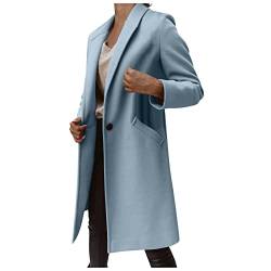 RMBLYfeiye Damen Einfarbig Wollmantel Revers Winterjacke Frauen Outwear Mittellanger Mantel Elegant Schlank Mantel klassischer Female Trenchcoat Warme Winter Langarm Slim Fit Elegant Übergangsjacke von RMBLYfeiye