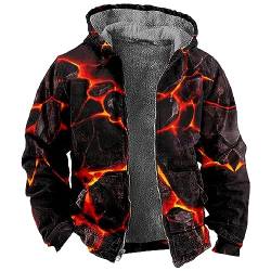 RMBLYfeiye Herren Fleecejacke Full Zip Kapuzenjacke Winter Sweatjacke mit Kapuze Gefütterte Hoodie Männer (Rot, 5XL) von RMBLYfeiye