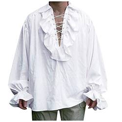 RMBLYfeiye Herren Freizeit Gotisch Hemd Renaissance Steampunk Gothic Vintage Rüschenhemd Slim Fit Langarmhemd Große Größen Retro Shirt Bluse Tops von RMBLYfeiye