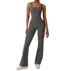 RMBLYfeiye Jumpsuit Damen Eng Sexy Einfarbiges Gerippt Jumpsuit Kurz Ärmellos Trainingsanzüge Spaghetti Yoga Jumpsuit Overall Stretch Bodycon Sportanzug Sport Jumpsuit Damen Yoga Bodysuit Playsuits von RMBLYfeiye