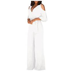 RMBLYfeiye Jumpsuit Damen Lang Quadratischer Hals Schulterfrei Jumpsuit Elegant Für Hochzeit Hohe Taille Rückenfrei Jumpsuit Mit Geradem Bein Hosenanzug Damen Business Overall Elegant von RMBLYfeiye