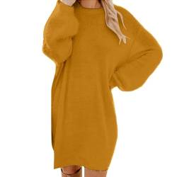 RMBLYfeiye Strickkleid Damen Einfarbiges Rundhals Blusenshirt Langarm Winterkleider Elegant Bleistiftkleid Oversized Pulloverkleid Locker Midikleid Sexy Party Kleid Abendkleider Elegant Für Hochzeit von RMBLYfeiye